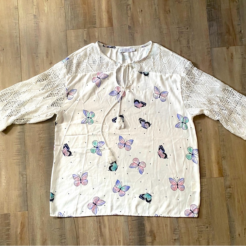 NWOT- Misslook Butterfly Blouse. In excellent condition!